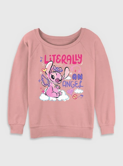 Disney Lilo & Stitch Literally An Angel Womens Slouchy Sweatshirt