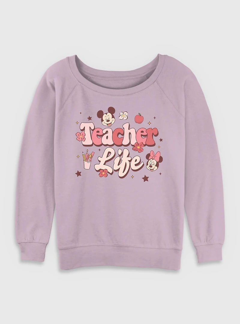 Disney Mickey Mouse Teacher Life Womens Slouchy Sweatshirt