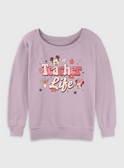 Disney Mickey Mouse Teacher Life Womens Slouchy Sweatshirt