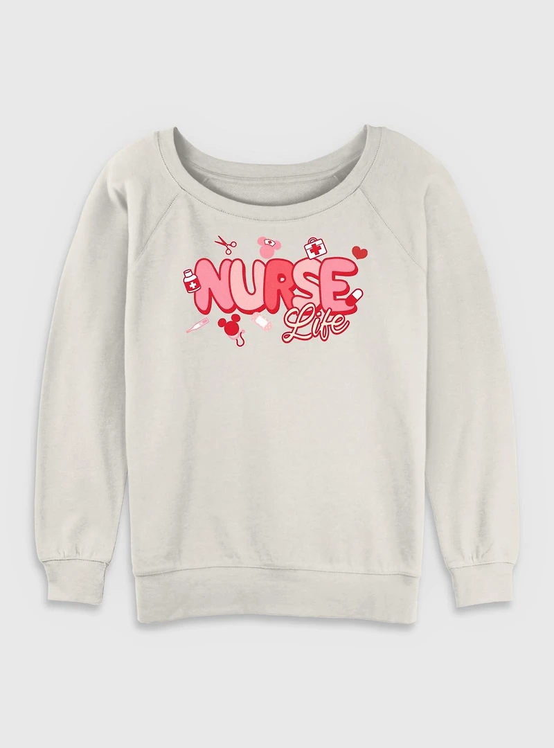 Disney Mickey Mouse Nurse Life Womens Slouchy Sweatshirt