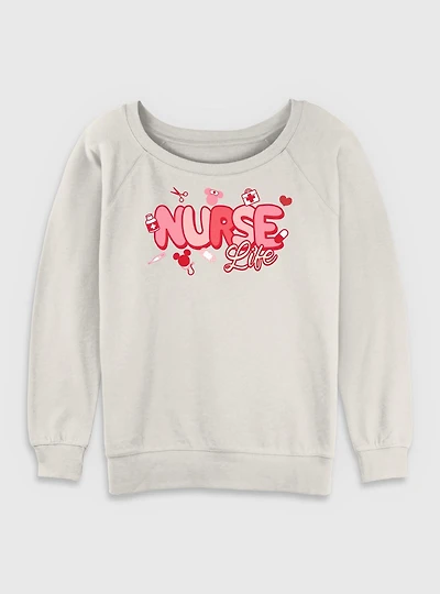 Disney Mickey Mouse Nurse Life Womens Slouchy Sweatshirt