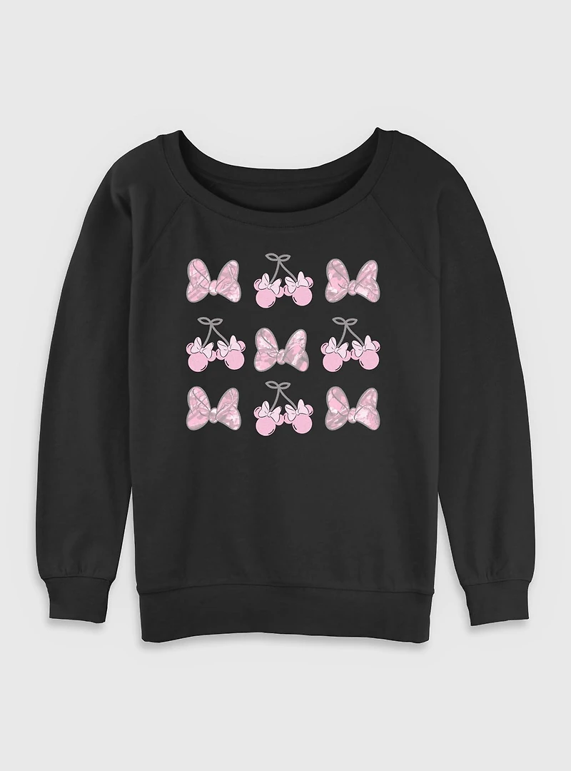Disney Minnie Mouse Bow Camo Womens Slouchy Sweatshirt