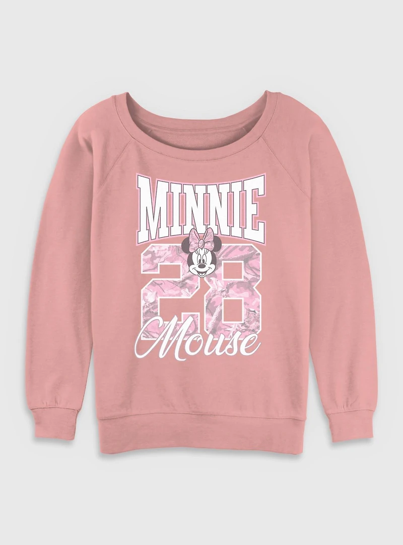 Disney Minnie Mouse 28 Collegiate Womens Slouchy Sweatshirt