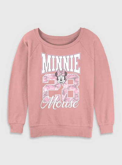 Disney Minnie Mouse 28 Collegiate Womens Slouchy Sweatshirt