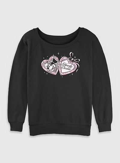 Disney Minnie Mouse Coquette Camo Cowgirl Womens Slouchy Sweatshirt