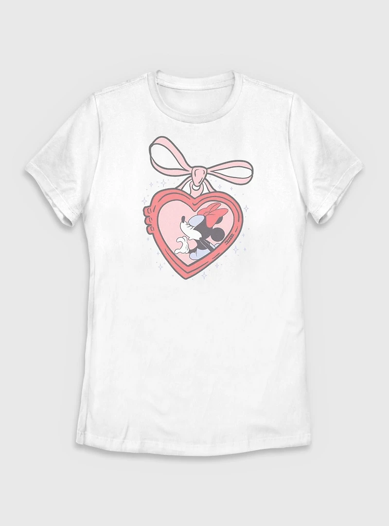 Disney Minnie Mouse Heart Locket Womens T-Shirt