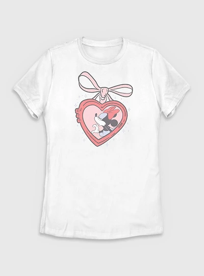 Disney Minnie Mouse Heart Locket Womens T-Shirt
