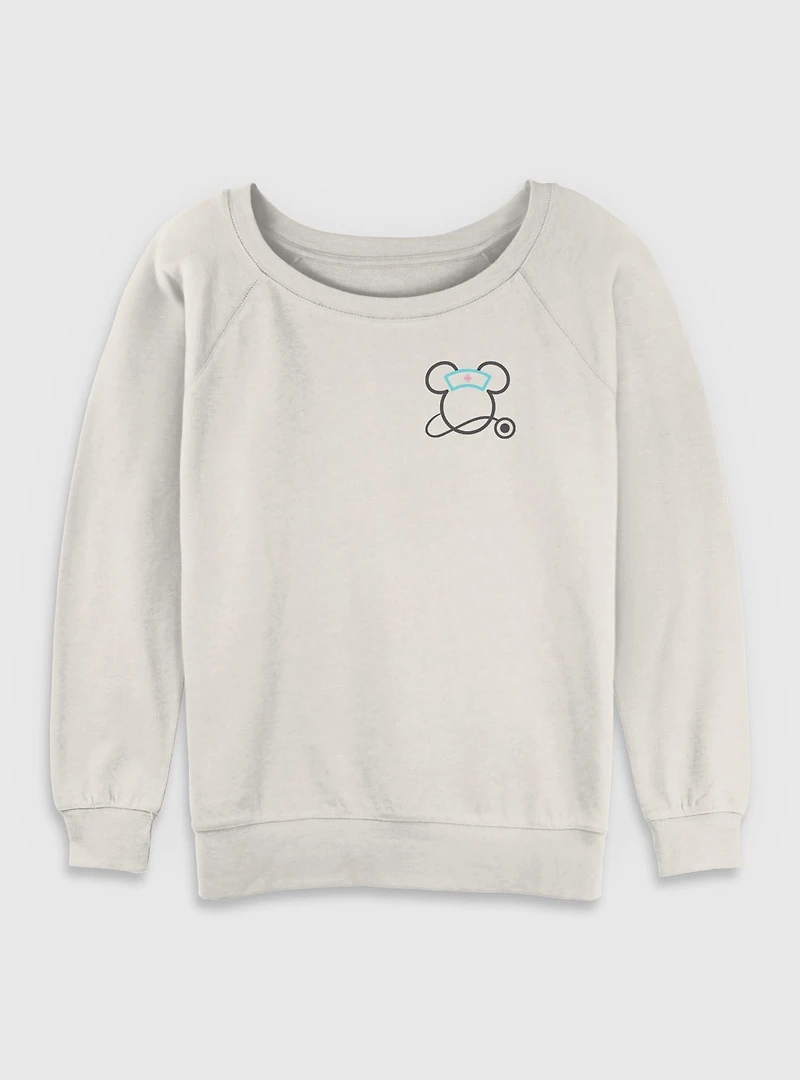 Disney Minnie Mouse Nurse Head Womens Slouchy Sweatshirt