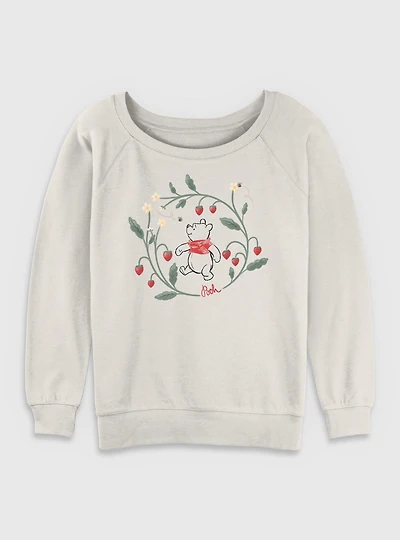 Disney Winnie The Pooh Strawberry Wreath Womens Slouchy Sweatshirt