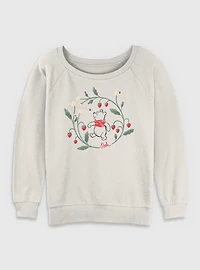 Disney Winnie The Pooh Strawberry Wreath Womens Slouchy Sweatshirt