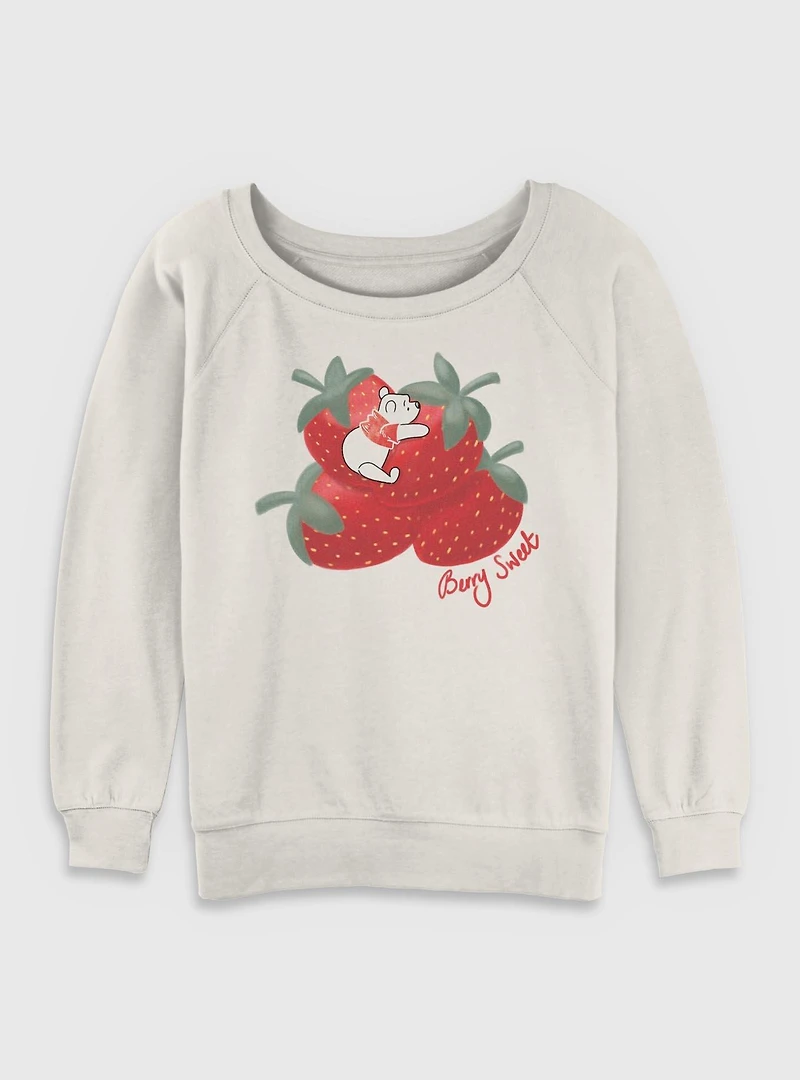 Disney Winnie The Pooh Strawberry Berry Sweet Womens Slouchy Sweatshirt