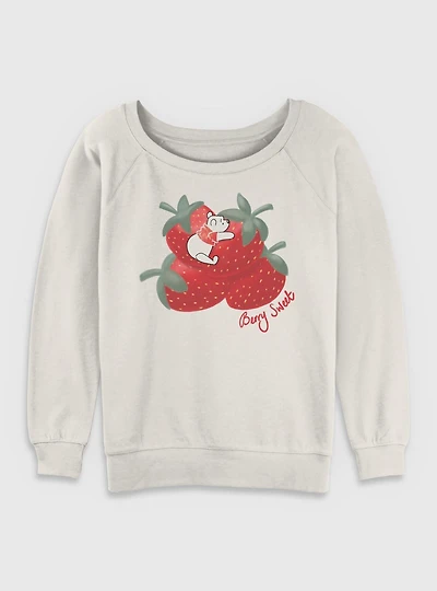 Disney Winnie The Pooh Strawberry Berry Sweet Womens Slouchy Sweatshirt