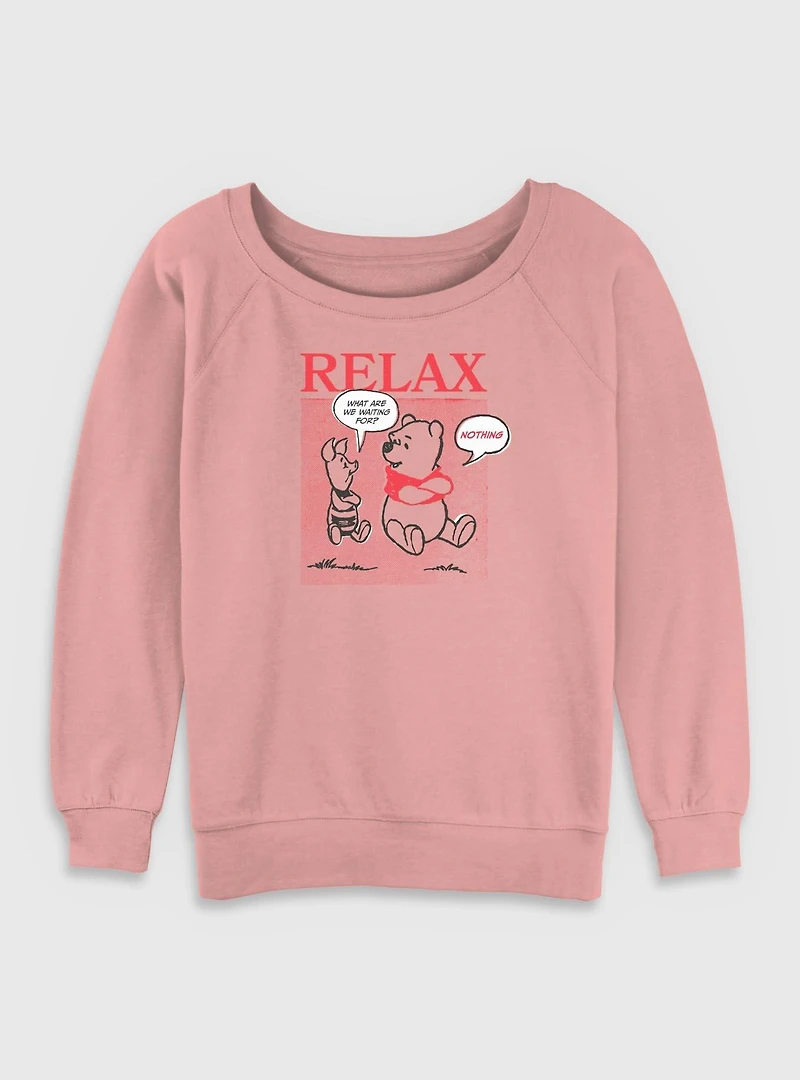 Disney Winnie The Pooh Relax Womens Slouchy Sweatshirt