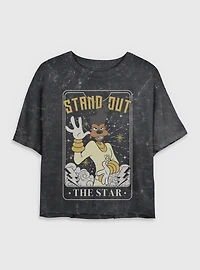 Disney Goofy Powerline Star Tarot Mineral Wash Womens Crop T-Shirt