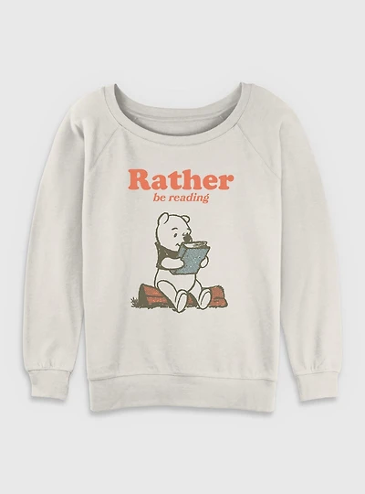 Disney Winnie The Pooh Rather Be Reading Womens Slouchy Sweatshirt