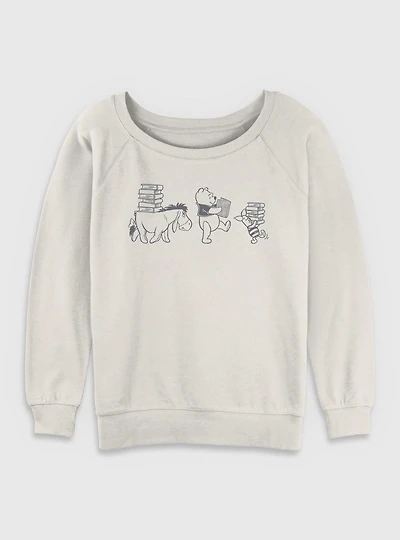 Disney Winnie The Pooh Carrying Books Womens Slouchy Sweatshirt