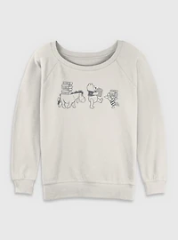 Disney Winnie The Pooh Carrying Books Womens Slouchy Sweatshirt
