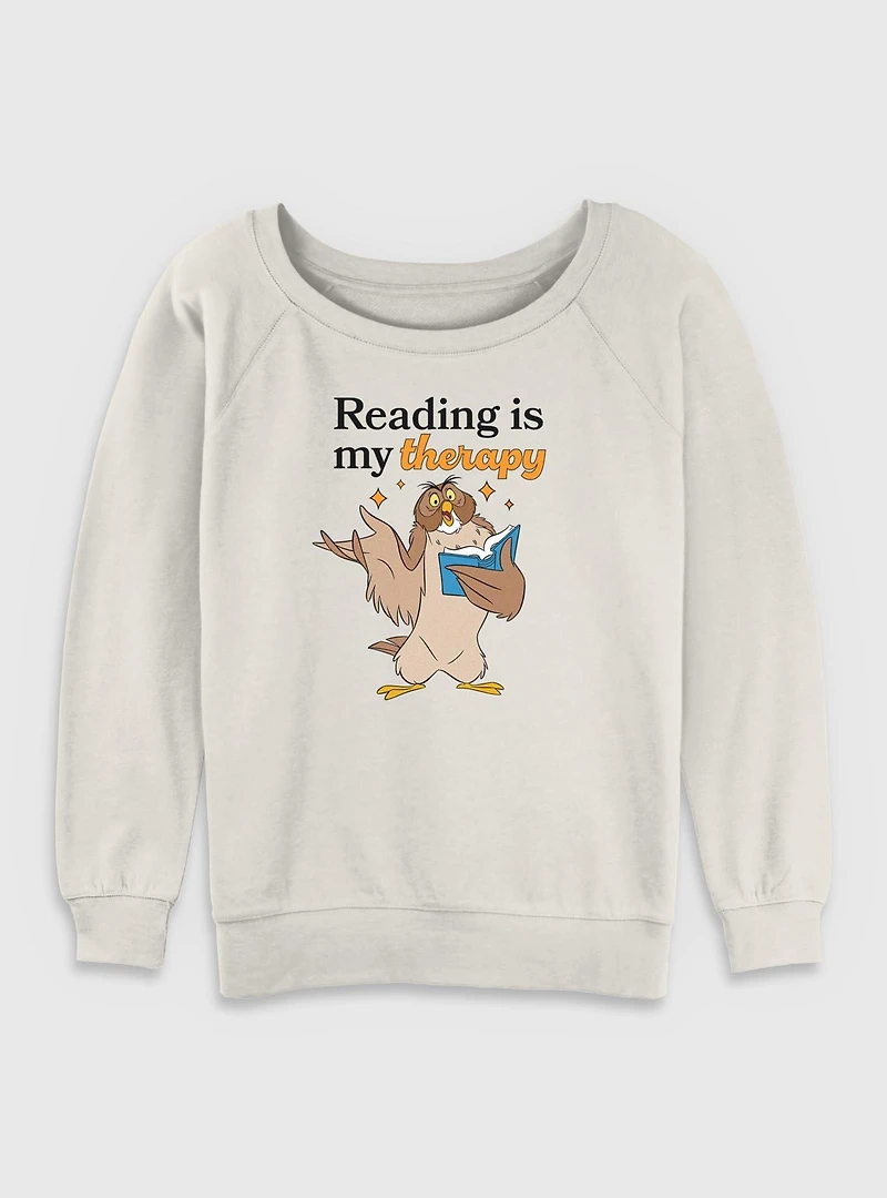 Disney Winnie The Pooh Reading Is My Therapy Womens Slouchy Sweatshirt