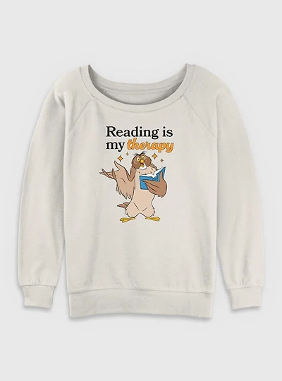 Disney Winnie The Pooh Reading Is My Therapy Womens Slouchy Sweatshirt