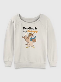 Disney Winnie The Pooh Reading Is My Therapy Womens Slouchy Sweatshirt