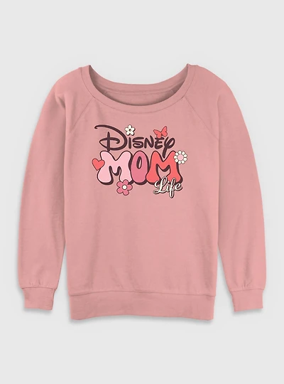 Disney Mom Life Retro Flowers Womens Slouchy Sweatshirt