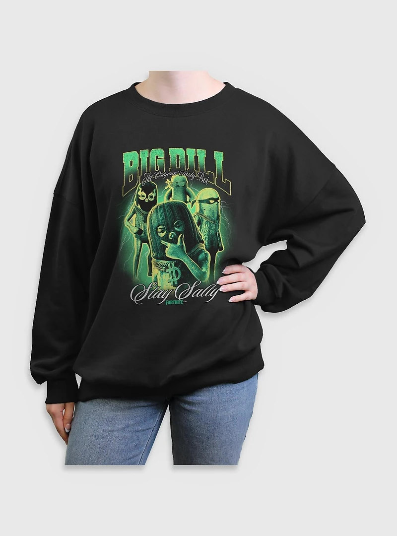 Fortnite Big Dill Stay Salty Womens Oversized Sweatshirt