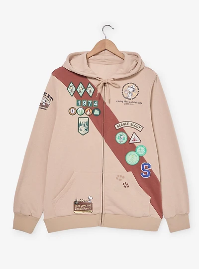 Peanuts Beagle Scouts Badges Zippered Hoodie - BoxLunch Exclusive