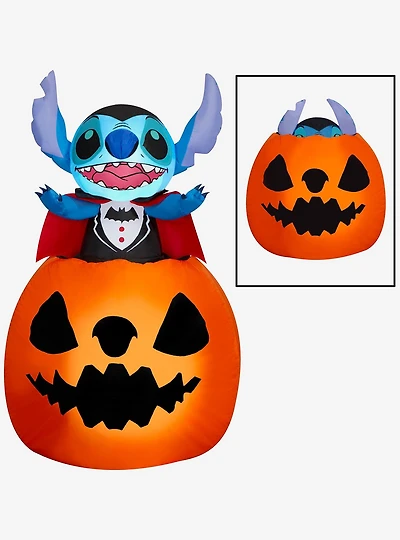 Disney Lilo & Stitch Vampire Popping Out of Pumpkin Animated Airblown