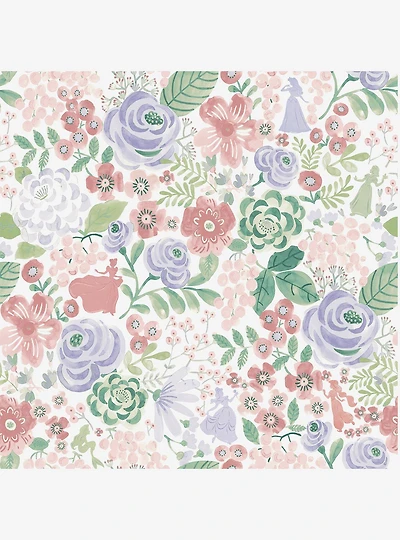 Disney Princesses Purple Watercolor Floral Peel & Stick Wallpaper
