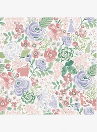 Disney Princesses Purple Watercolor Floral Peel & Stick Wallpaper