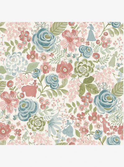 Disney Princesses Blush Watercolor Floral Peel & Stick Wallpaper