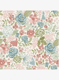 Disney Princesses Blush Watercolor Floral Peel & Stick Wallpaper