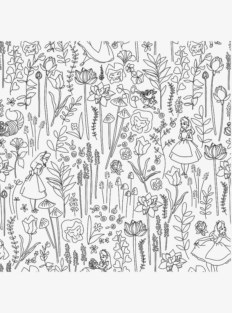 Disney Alice in Wonderland Black Garden Peel & Stick Wallpaper