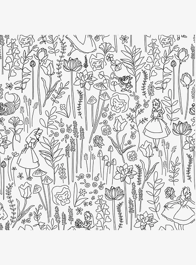 Disney Alice in Wonderland Black Garden Peel & Stick Wallpaper