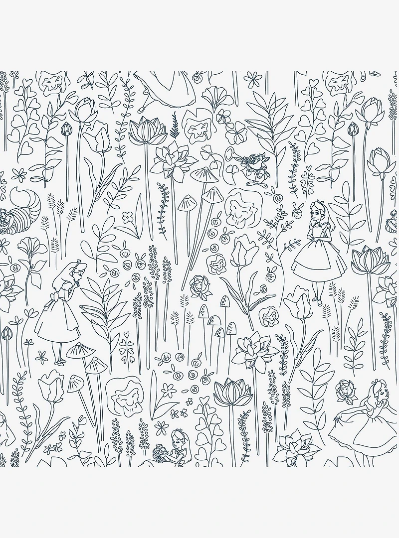 Disney Alice in Wonderland Navy Garden Peel & Stick Wallpaper