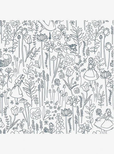 Disney Alice in Wonderland Navy Garden Peel & Stick Wallpaper