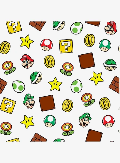 Super Mario Power Up Icons Red and Green Peel & Stick Wallpaper
