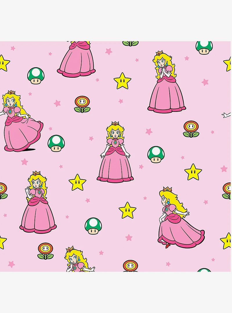 Super Mario Princess Peach Yellow and Pink Peel & Stick Wallpaper