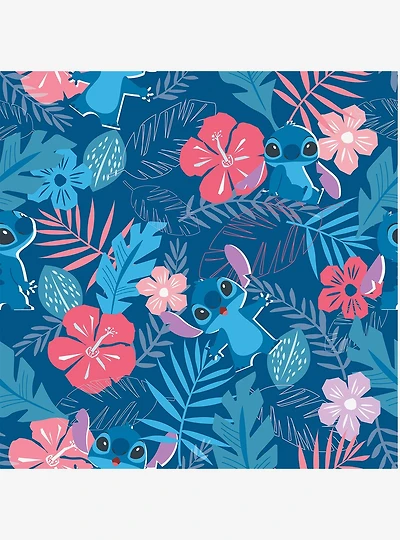 Disney Lilo & Stitch Tropical Flowers Blue Peel & Stick Wallpaper