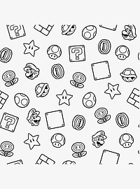 Super Mario Power Up Icons Black and White Peel & Stick Wallpaper