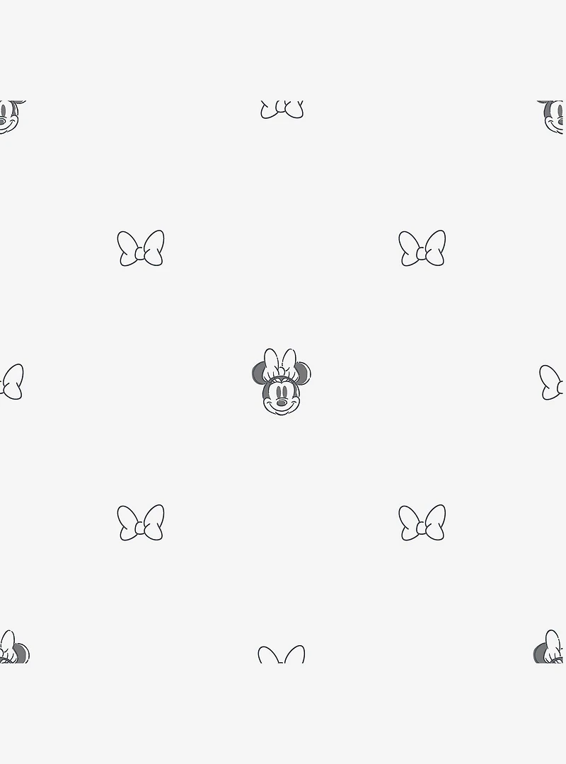 Disney Minnie Mouse Sweet Bows Black and White Peel & Stick Wallpaper