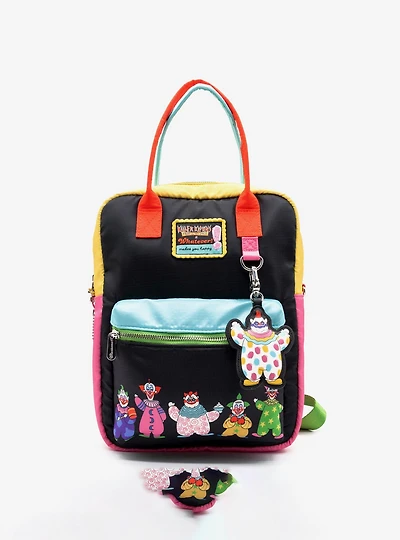 Whatever! Makes You Happy x Killer Klowns From Outer Space Color Block Reversible Backpack with Bag Charm