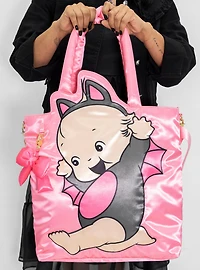 Whatever! Makes You Happy Kewpie Bat Puffy Tote Bag with Ribbon Charm