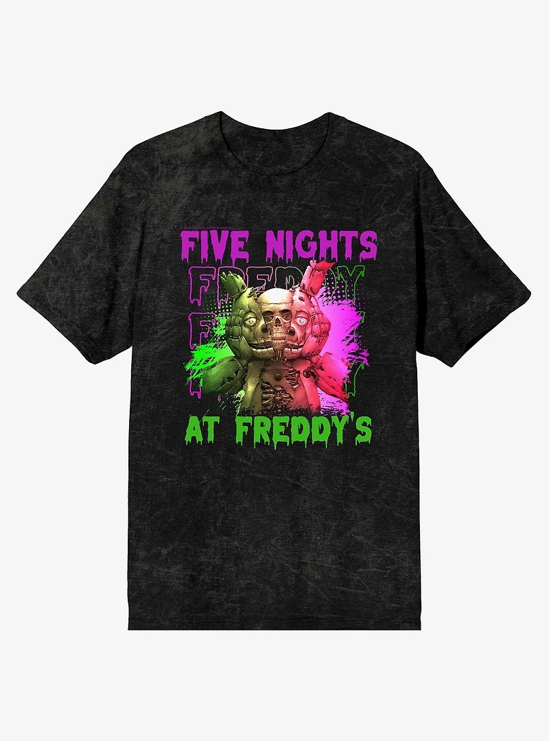 Five Nights At Freddy's Split Robotic Mineral Wash T-Shirt