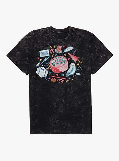 Harry Potter Happee Birthdee Cake Mineral Wash T-Shirt