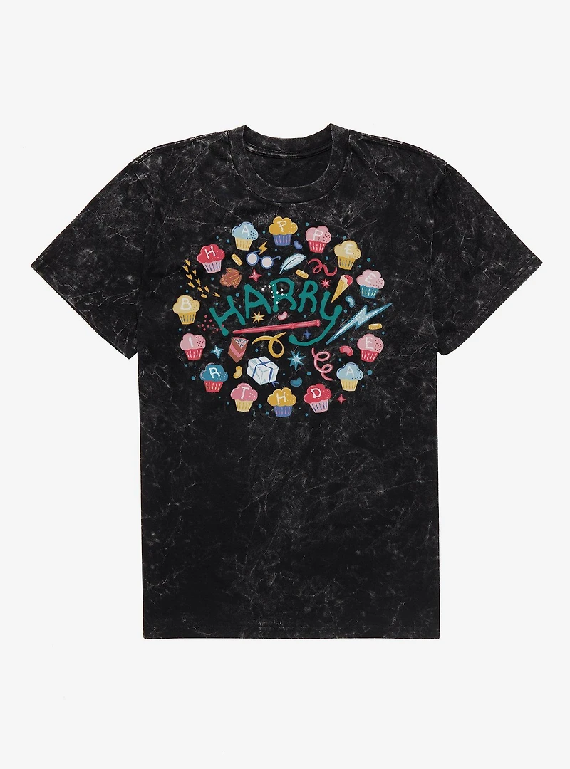 Harry Potter Birthdee Cupcakes Mineral Wash T-Shirt