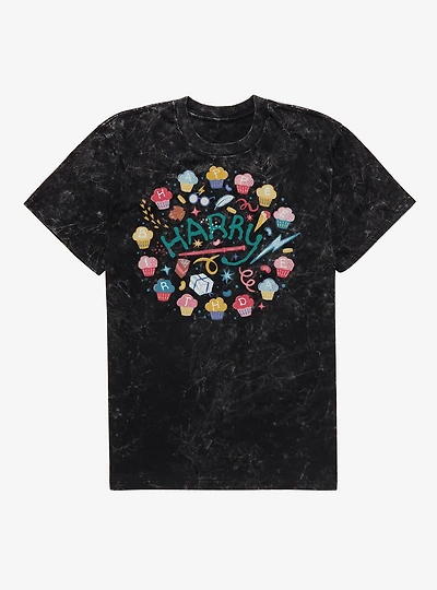 Harry Potter Birthdee Cupcakes Mineral Wash T-Shirt
