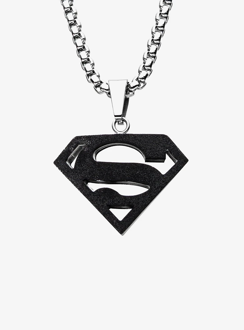 DC Comics Superman Black IP Stainless Steel Pendant Necklace