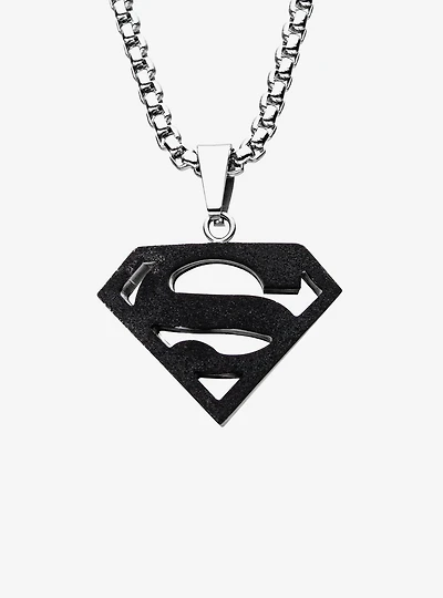DC Comics Superman Black IP Stainless Steel Pendant Necklace