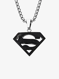 DC Comics Superman Black IP Stainless Steel Pendant Necklace